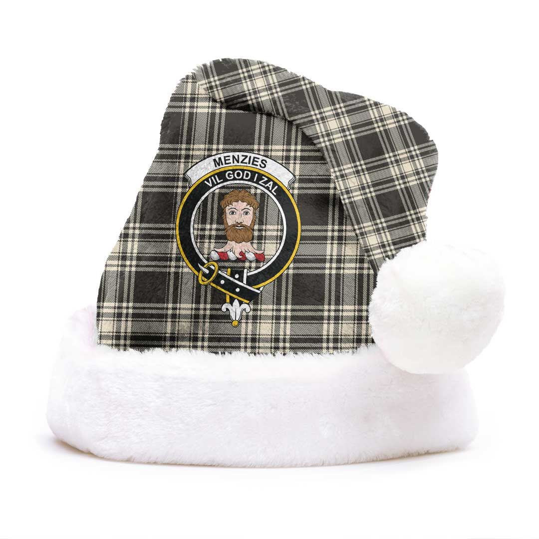 Menzies Black & White Ancient Clan Tartan Classic Crest Christmas Hat