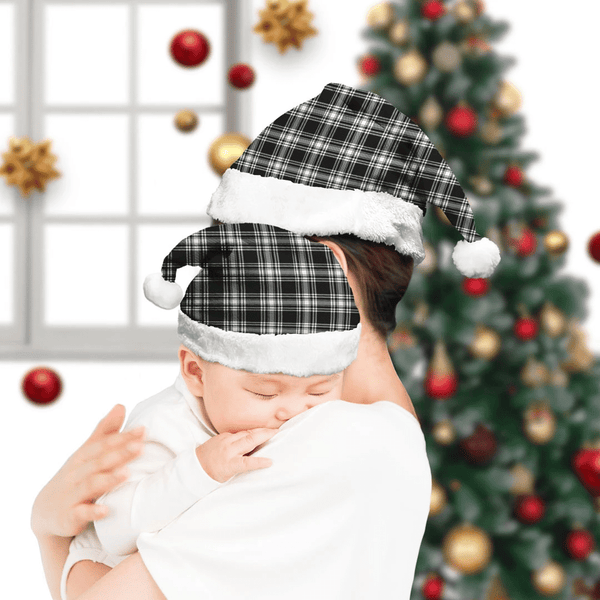 Menzies Black & White Modern Tartan Classic Christmas Hat