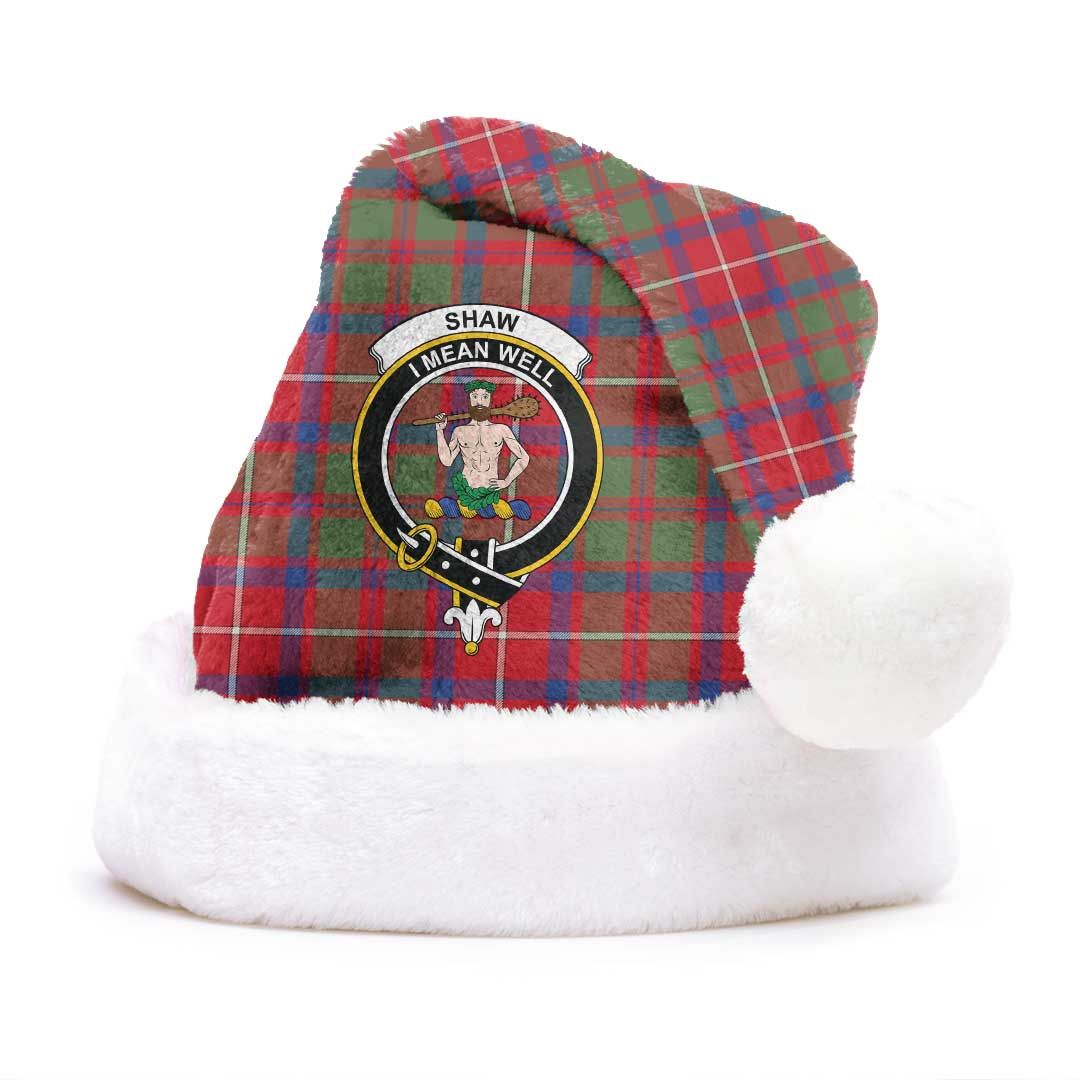 Shaw Red Modern Clan Tartan Classic Crest Christmas Hat