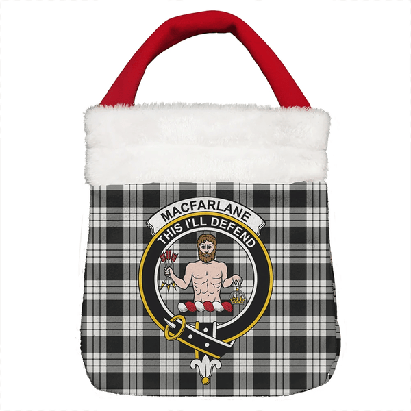 MacFarlane Black & White Ancient Tartan Classic Crest Christmas Gift Bag