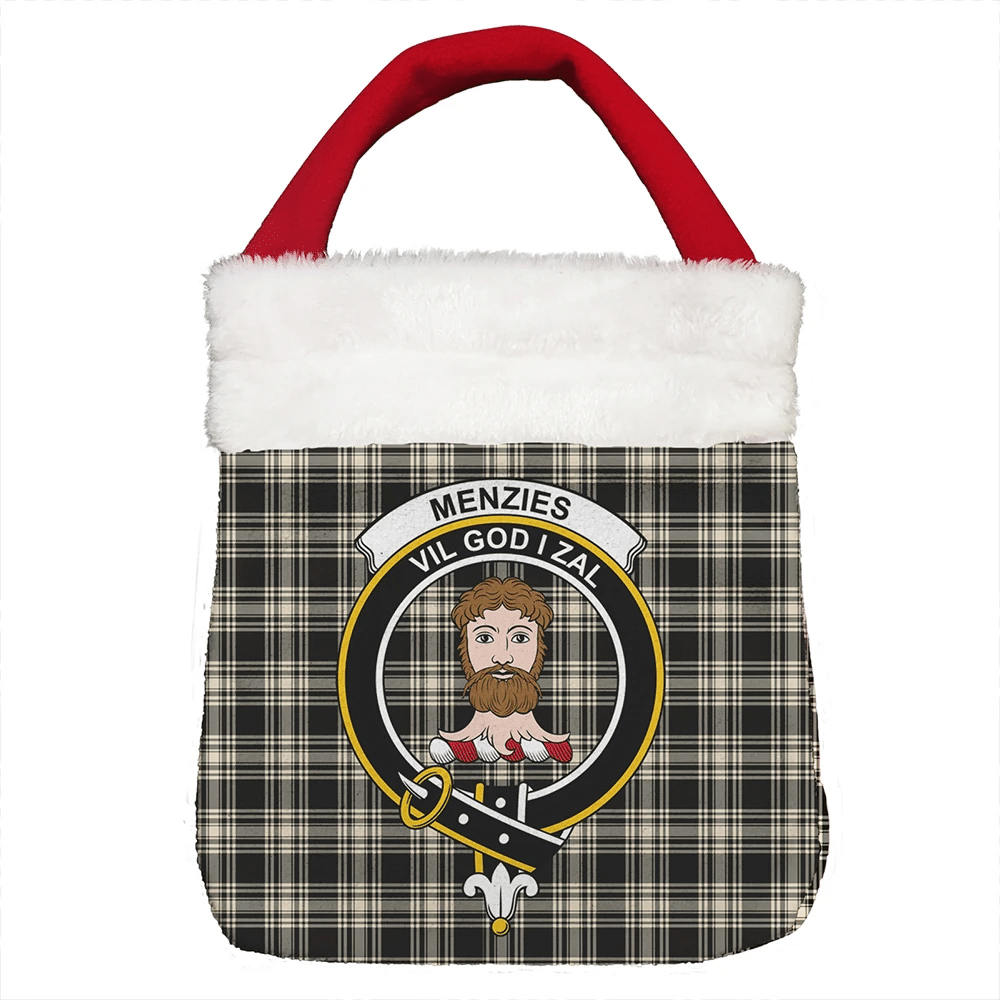 Menzies Black & White Ancient Tartan Classic Crest Christmas Gift Bag