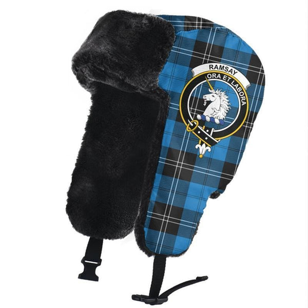 Ramsay Blue Ancient Tartan Classic Crest Trapper Hat