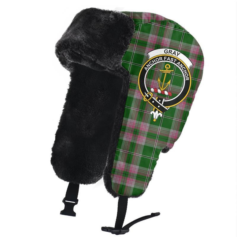 Gray Hunting Tartan Classic Crest Trapper Hat