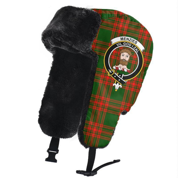 Menzies Green Modern Tartan Classic Crest Trapper Hat