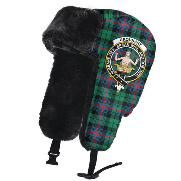 Urquhart Broad Red Ancient Tartan Classic Crest Trapper Hat