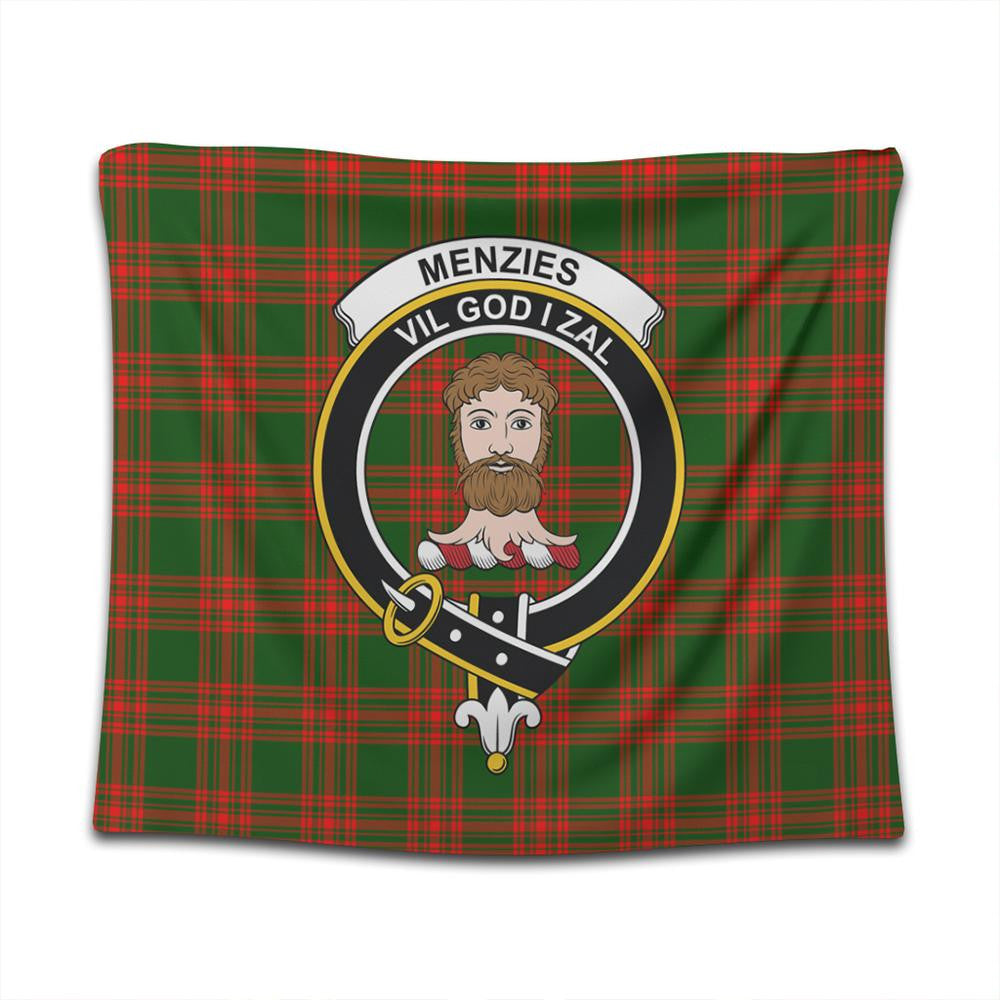 Menzies Green Modern Tartan Classic Crest Tapestry