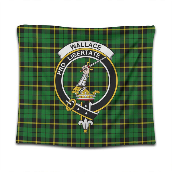 Wallace Hunting - Green Tartan Classic Crest Tapestry