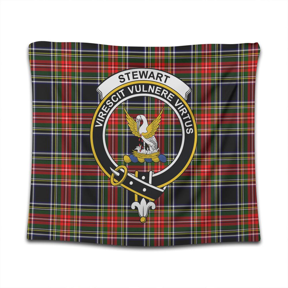 Stewart Black Tartan Classic Crest Tapestry