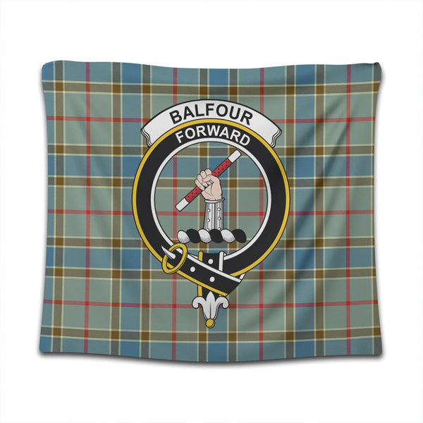 Balfour Blue Tartan Classic Crest Tapestry