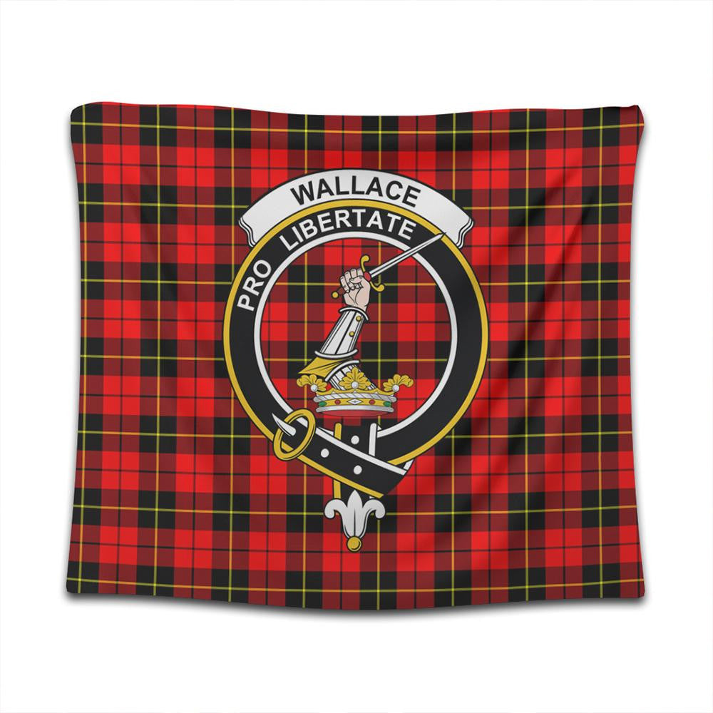 Wallace Hunting - Red Tartan Classic Crest Tapestry