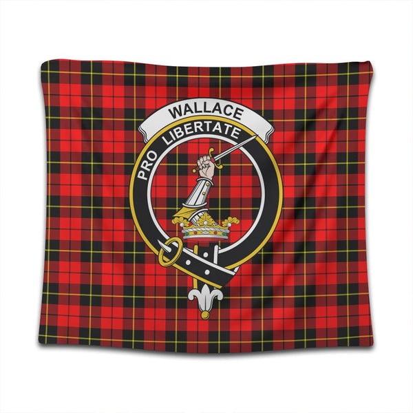 Wallace Hunting - Red Tartan Classic Crest Tapestry