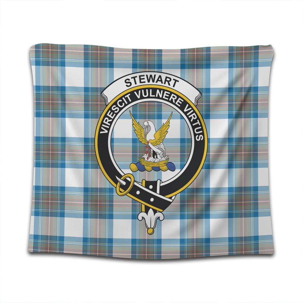 Stewart Muted Blue Tartan Classic Crest Tapestry