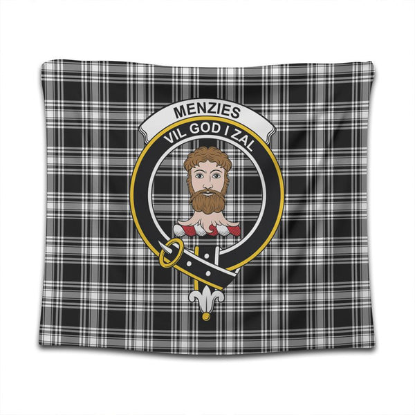 Menzies Black & White Modern Tartan Classic Crest Tapestry