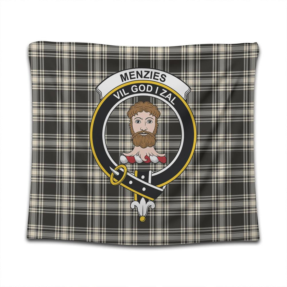 Menzies Black & White Ancient Tartan Classic Crest Tapestry