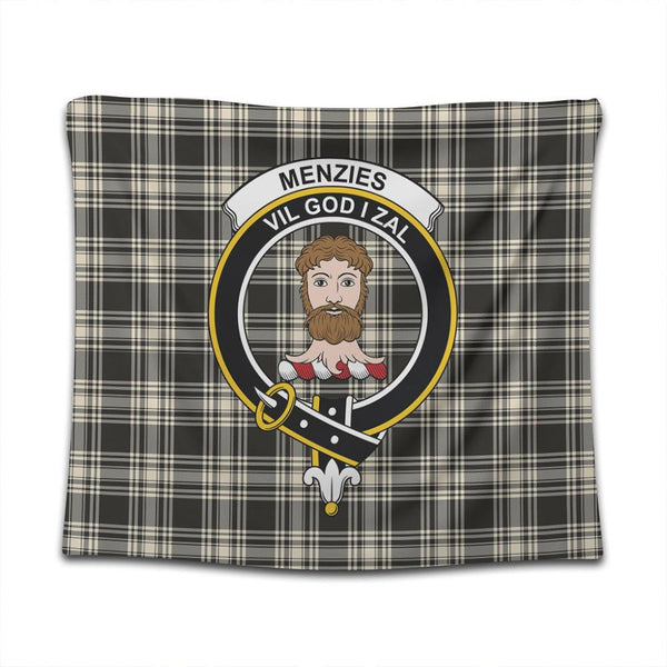 Menzies Black & White Ancient Tartan Classic Crest Tapestry