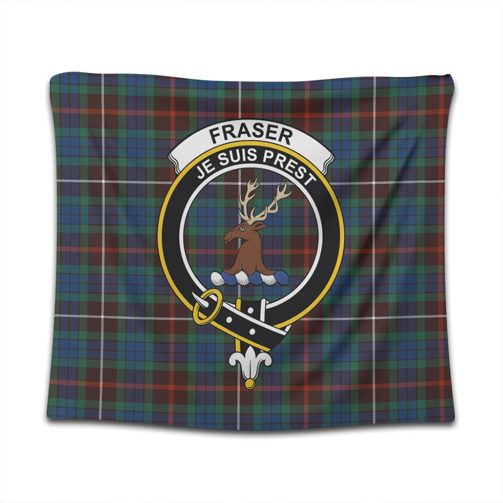 Fraser Hunting Ancient Tartan Classic Crest Tapestry