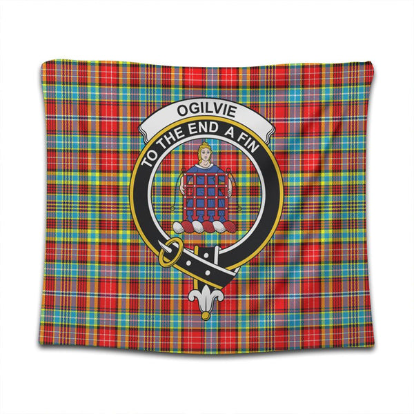 Ogilvie Hunting Ancient Tartan Classic Crest Tapestry