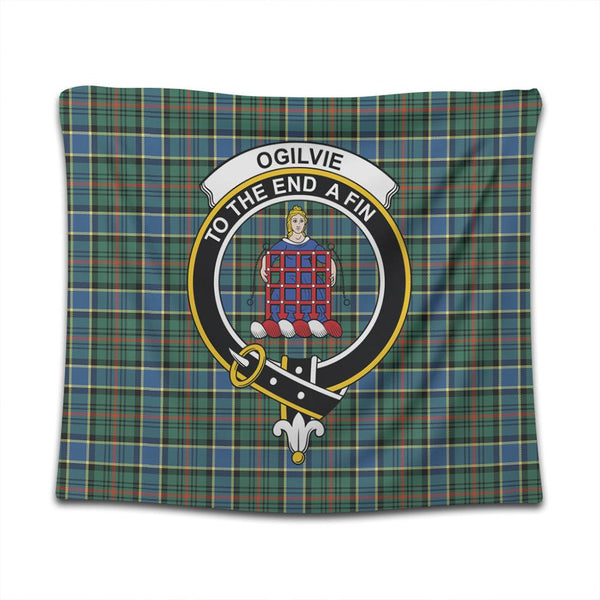 Ogilvie Hunting Modern Tartan Classic Crest Tapestry