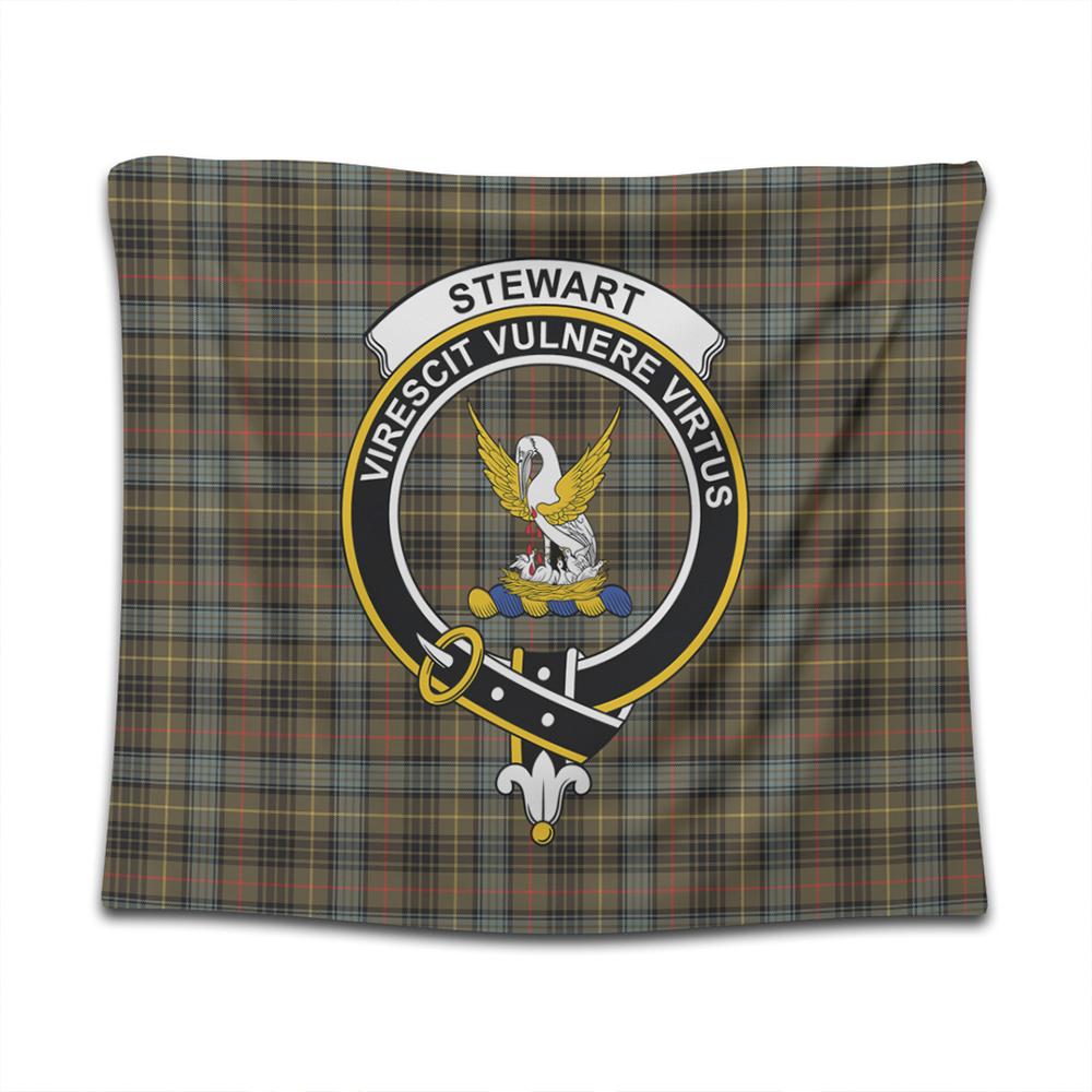 Stewart Hunting Weathered Tartan Classic Crest Tapestry