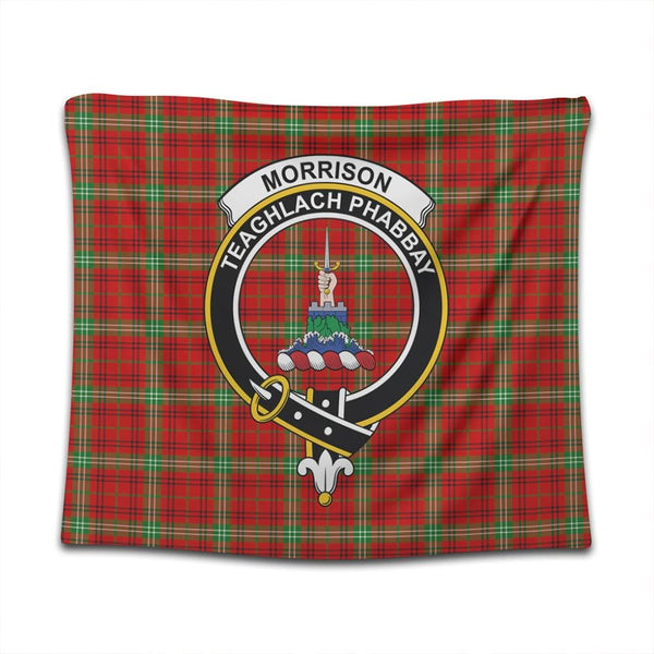 Morrison Red Modern Tartan Classic Crest Tapestry