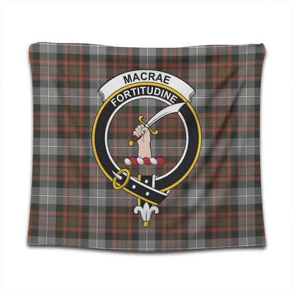 MacRae Hunting Weathered Tartan Classic Crest Tapestry