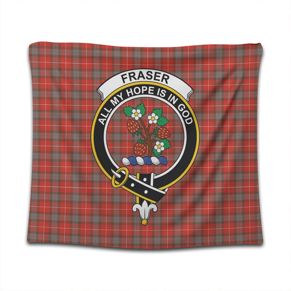 Fraser Weathered Tartan Classic Crest Tapestry