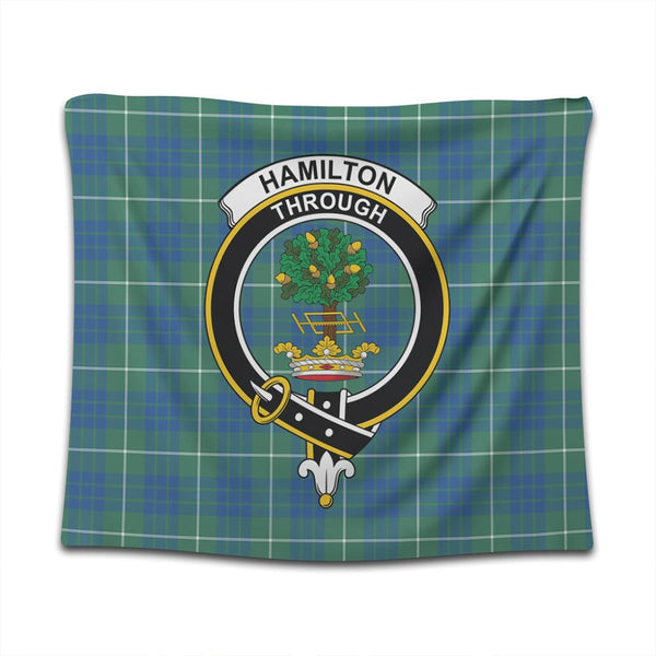 Hamilton Hunting Ancient Tartan Classic Crest Tapestry