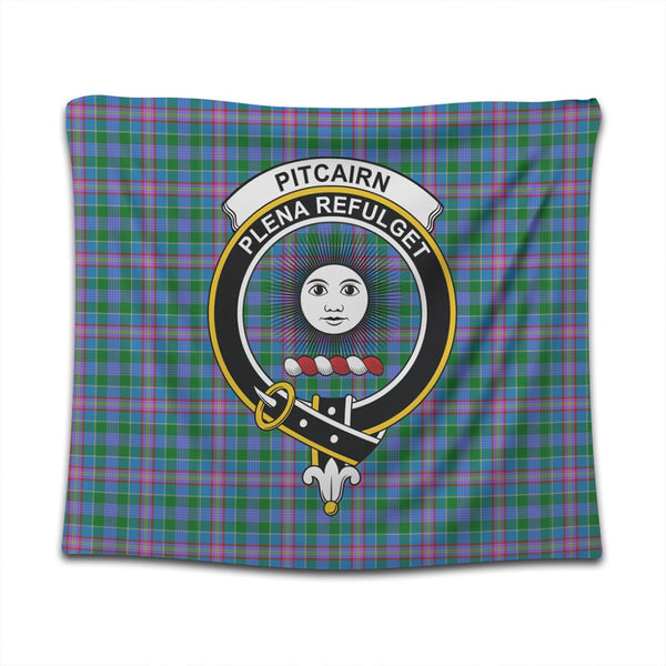 Pitcairn Hunting Tartan Classic Crest Tapestry