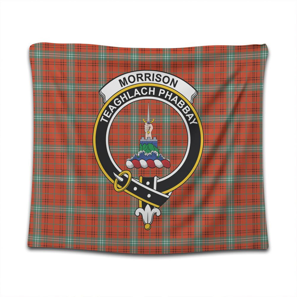 Morrison Red Ancient Tartan Classic Crest Tapestry