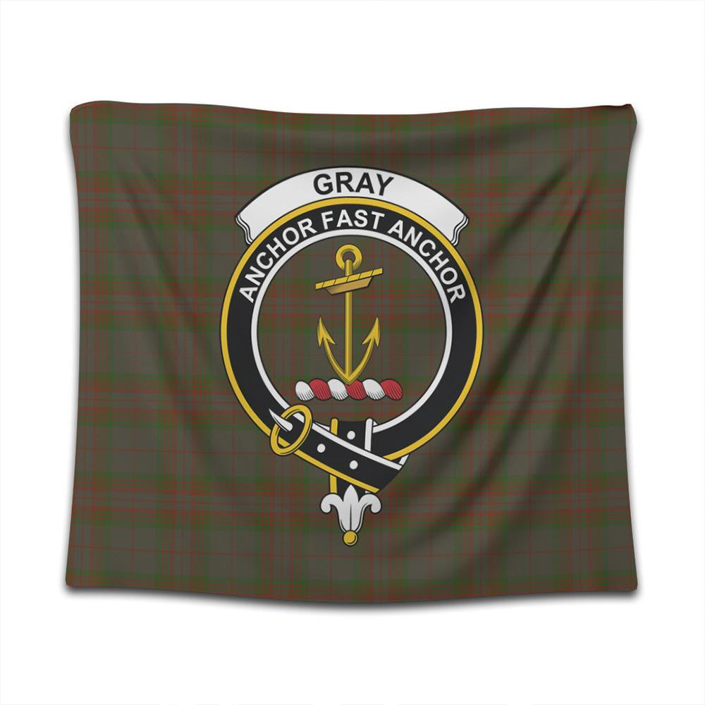 Gray Hunting Tartan Classic Crest Tapestry