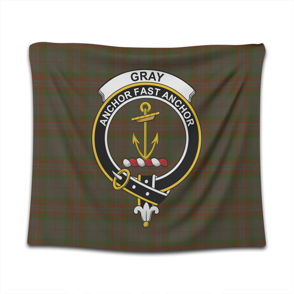 Gray Hunting Tartan Classic Crest Tapestry