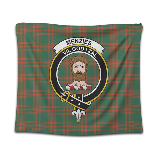 Menzies Green Ancient Tartan Classic Crest Tapestry