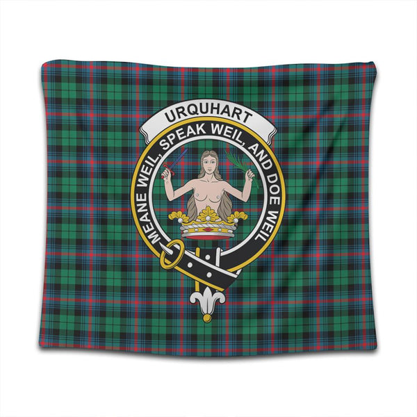 Urquhart Broad Red Ancient Tartan Classic Crest Tapestry