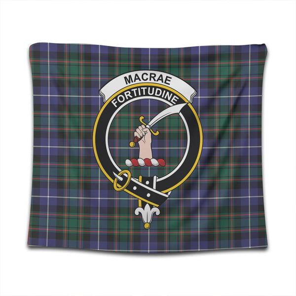 MacRae Hunting Modern Tartan Classic Crest Tapestry