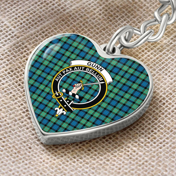 Gunn Ancient Tartan Classic Crest Heart Keychain