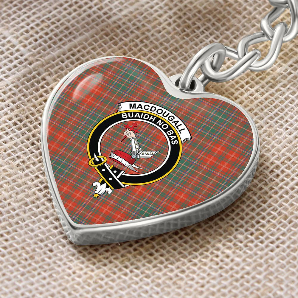 MacDougall Ancient Tartan Classic Crest Heart Keychain