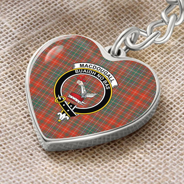 MacDougall Ancient Tartan Classic Crest Heart Keychain