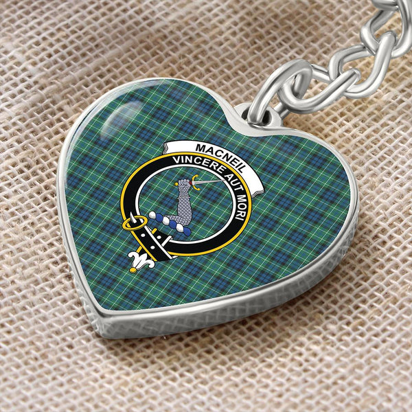 MacNeill of Colonsay Ancient Tartan Classic Crest Heart Keychain