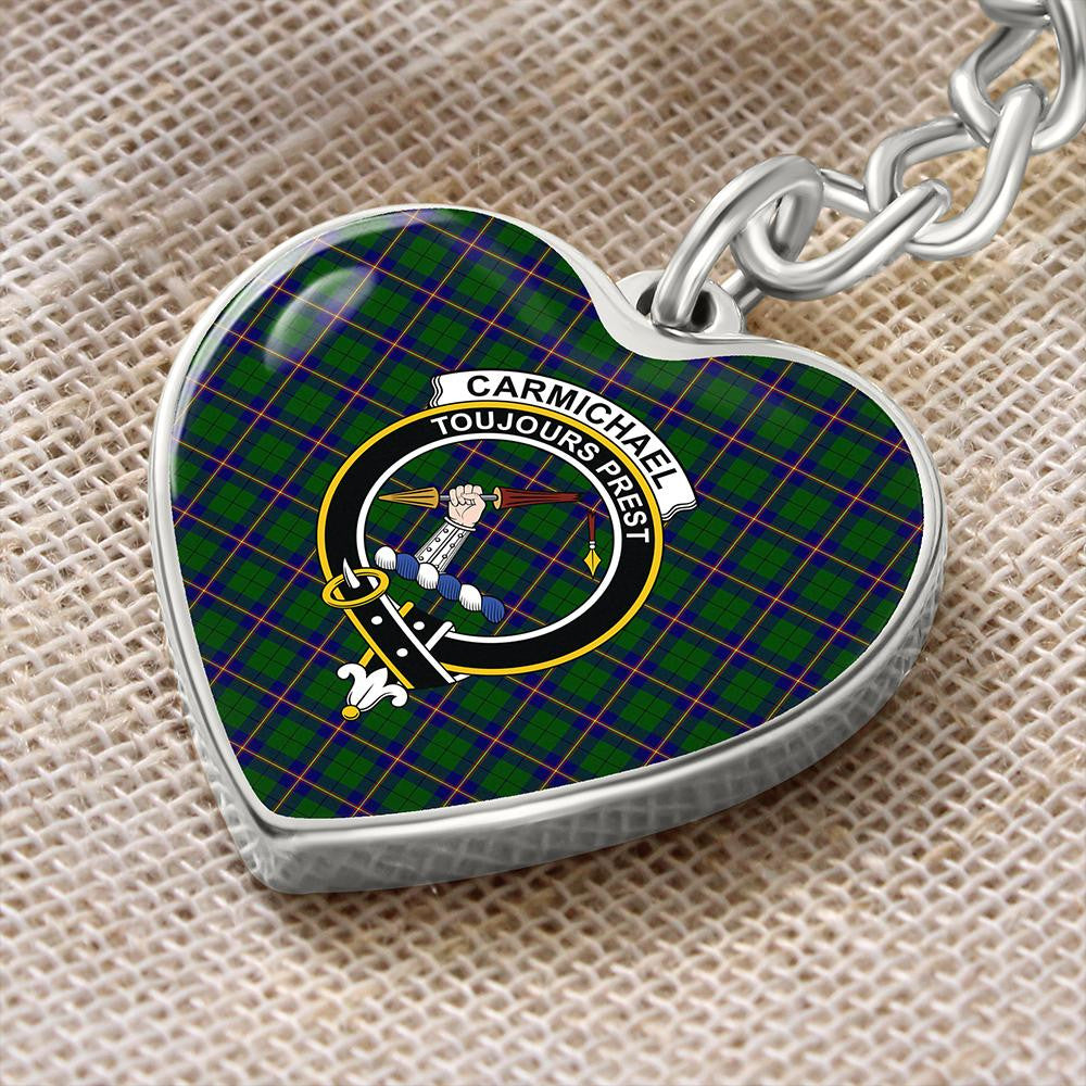 Carmichael Modern Tartan Classic Crest Heart Keychain