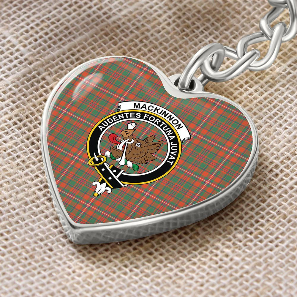 MacKinnon Ancient Tartan Classic Crest Heart Keychain