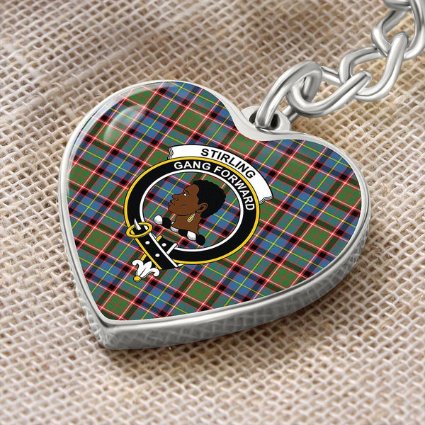 Stirling & Bannockburn District Tartan Classic Crest Heart Keychain