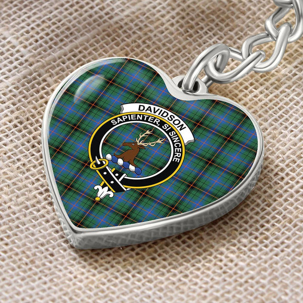 Davidson Ancient Tartan Classic Crest Heart Keychain