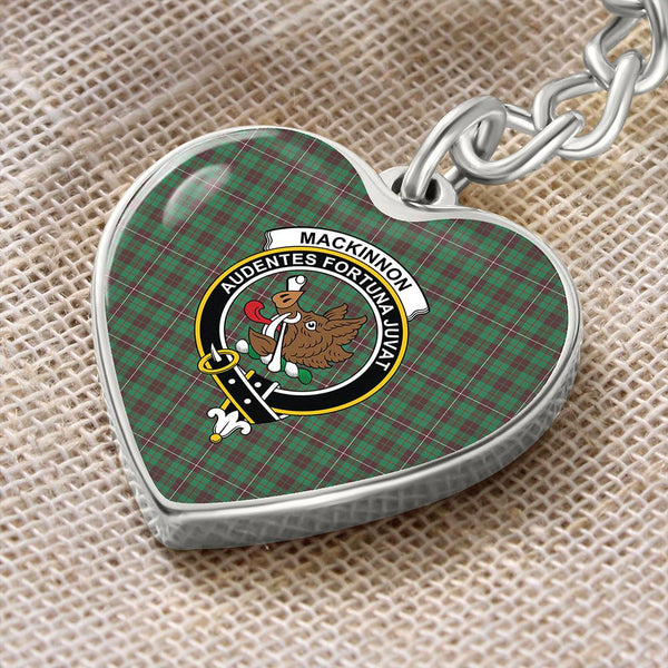 MacKinnon Hunting Ancient Tartan Classic Crest Heart Keychain