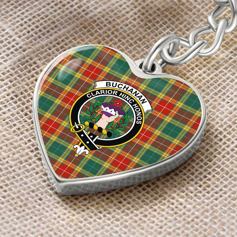 Buchanan Old Sett Tartan Classic Crest Heart Keychain