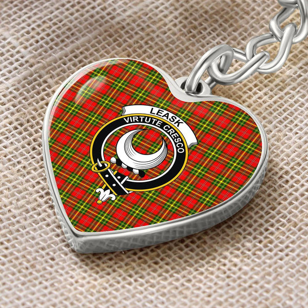 Leask Tartan Classic Crest Heart Keychain