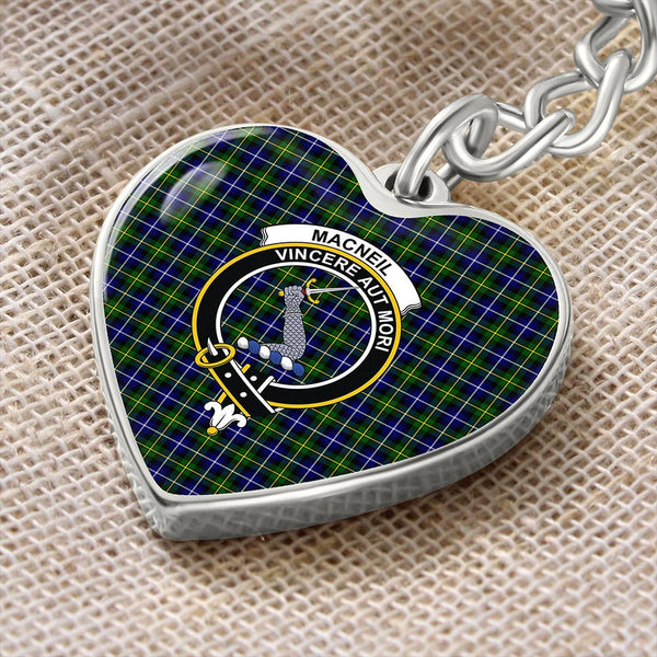 MacNeill of Barra Modern Tartan Classic Crest Heart Keychain