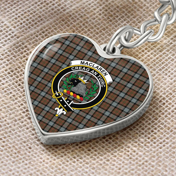 MacLaren Weathered Tartan Classic Crest Heart Keychain