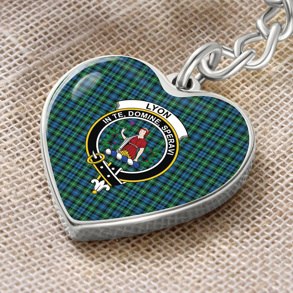 Lyon Clan Tartan Classic Crest Heart Keychain