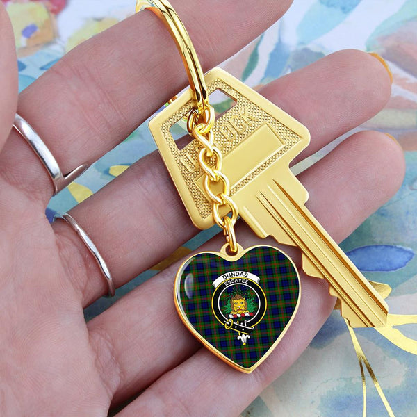 Dundas Modern Tartan Classic Crest Heart Keychain