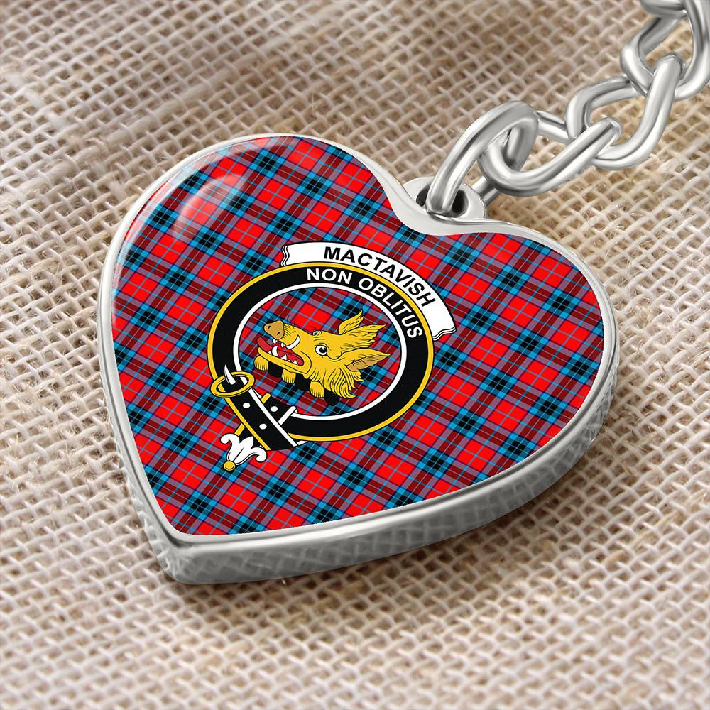 MacTavish Modern Tartan Classic Crest Heart Keychain